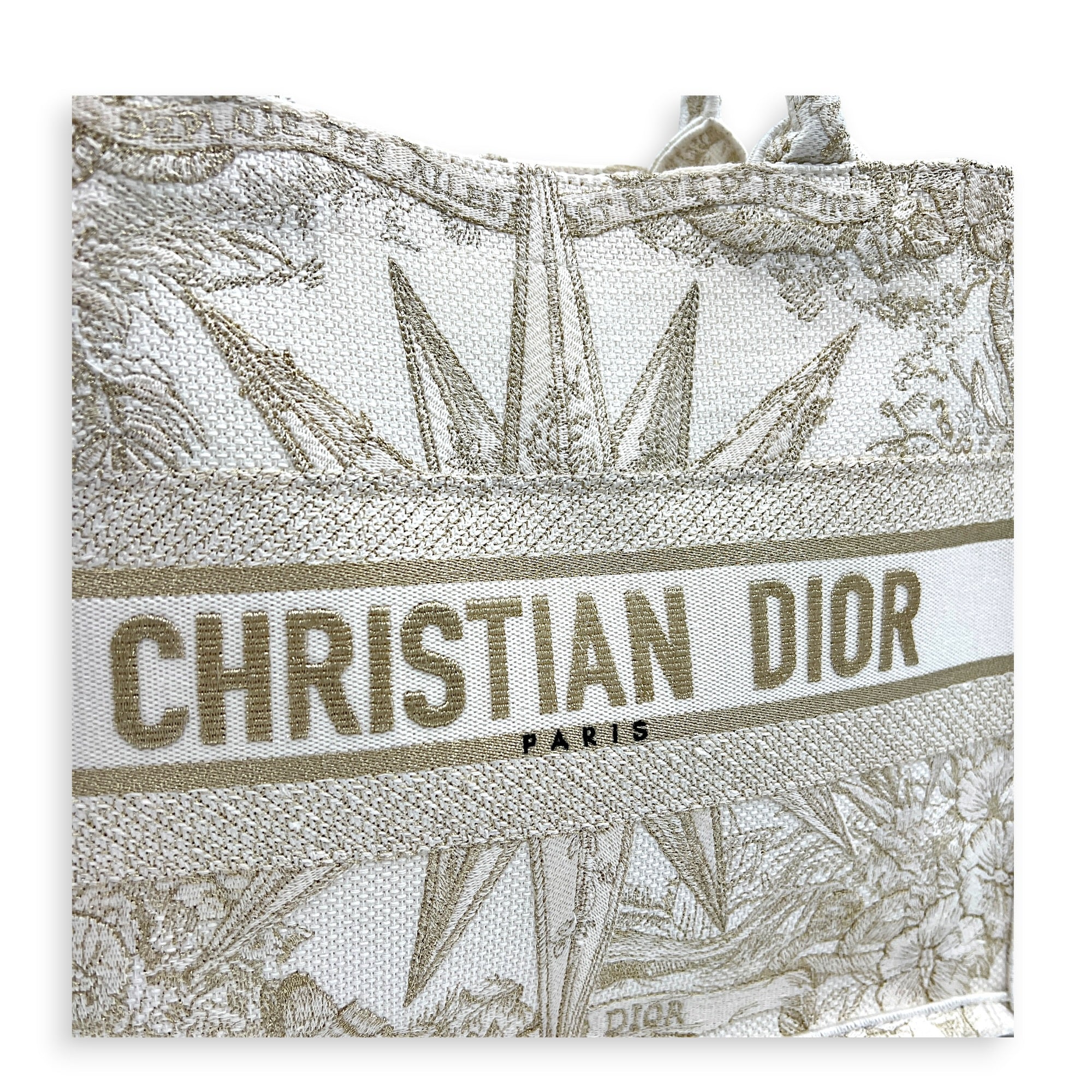 Book Tote Tote Bag Ecru/Gold Toile de Jouy in Canvas