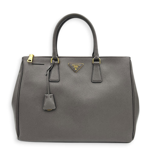 Galleria Top Handle Bag Large Argilla in Saffiano Leather, Gold hardware
