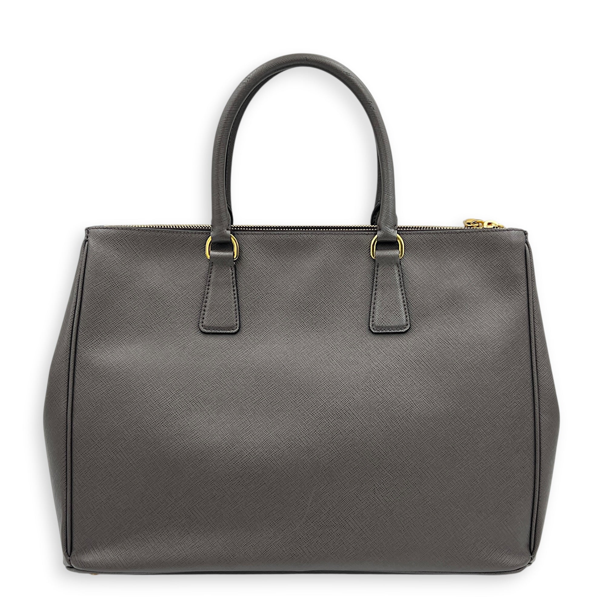 Galleria Top Handle Bag Large Argilla in Saffiano Leather, Gold hardware