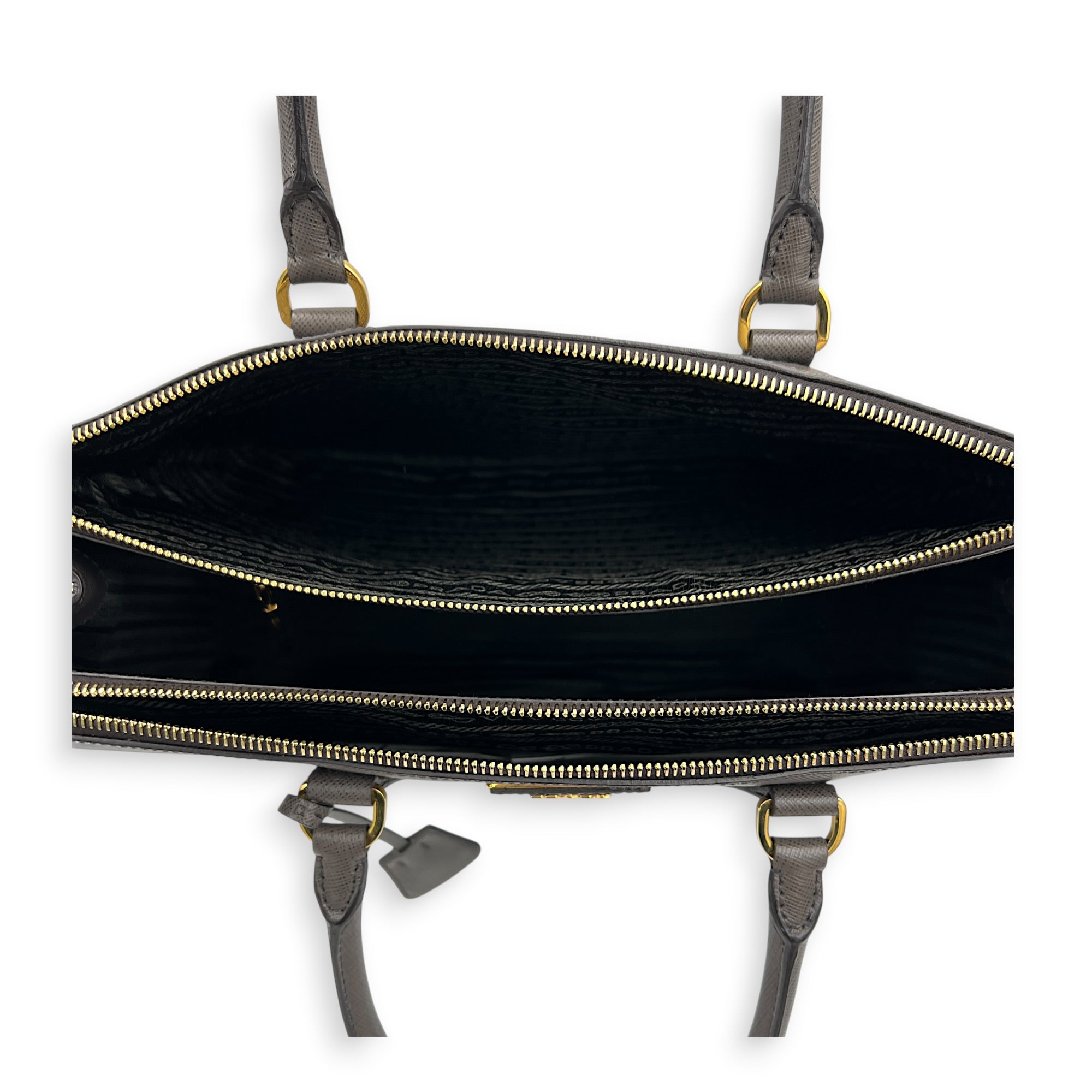 Galleria Top Handle Bag Large Argilla in Saffiano Leather, Gold hardware