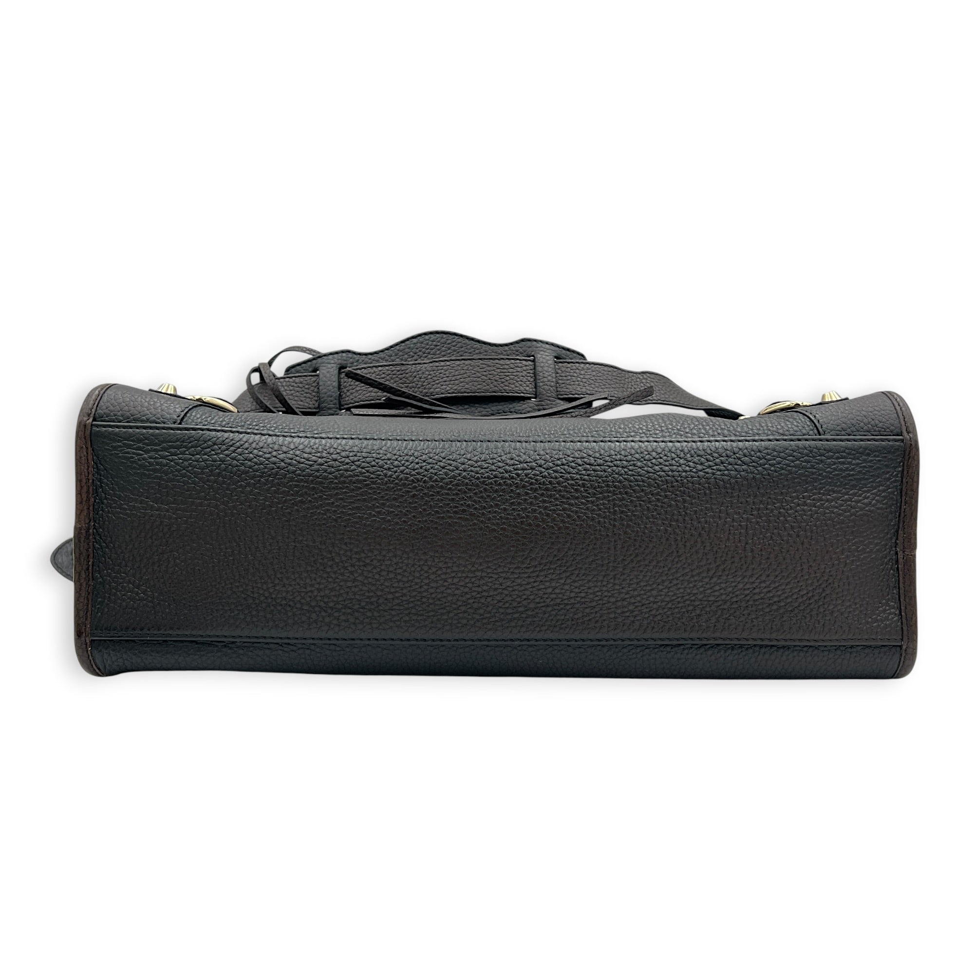 City Top Handle Bag Medium Brown in Calfskin, Gold hardware