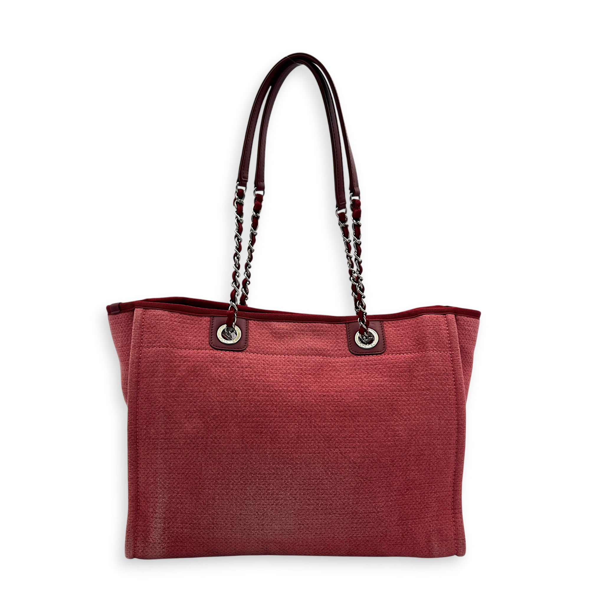 Deauville Tote Bag Large Pink in Canvas, Silver hardware