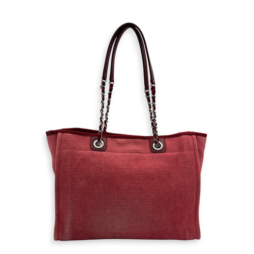 Deauville Tote Bag Large Pink in Canvas, Silver hardware