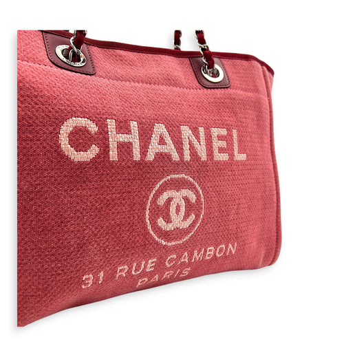Deauville Tote Bag Large Pink in Canvas, Silver hardware