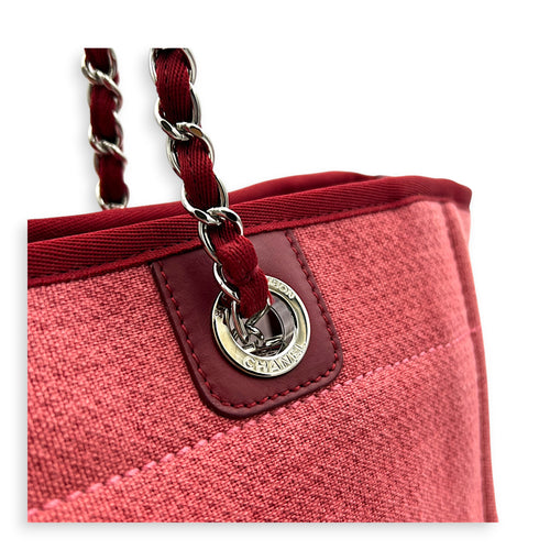 Deauville Tote Bag Large Pink in Canvas, Silver hardware