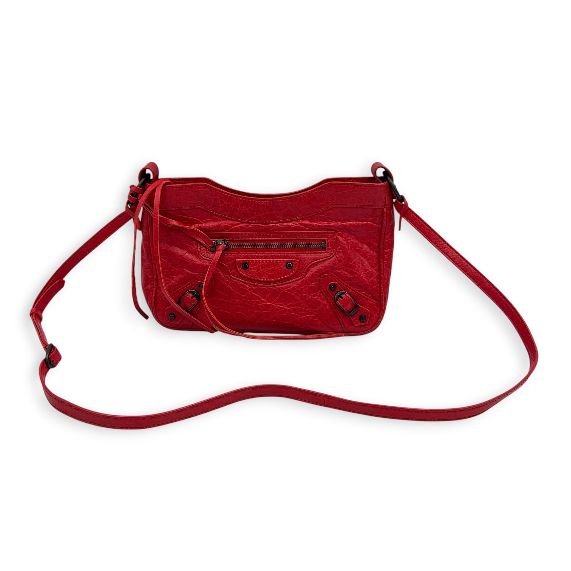 Classic Shoulder Bag Red in Lambskin, Antique Brass hardware