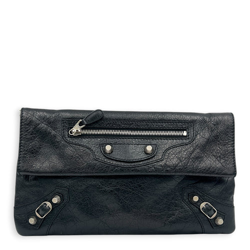 Classic Clutch Black in Lambskin, Silver hardware