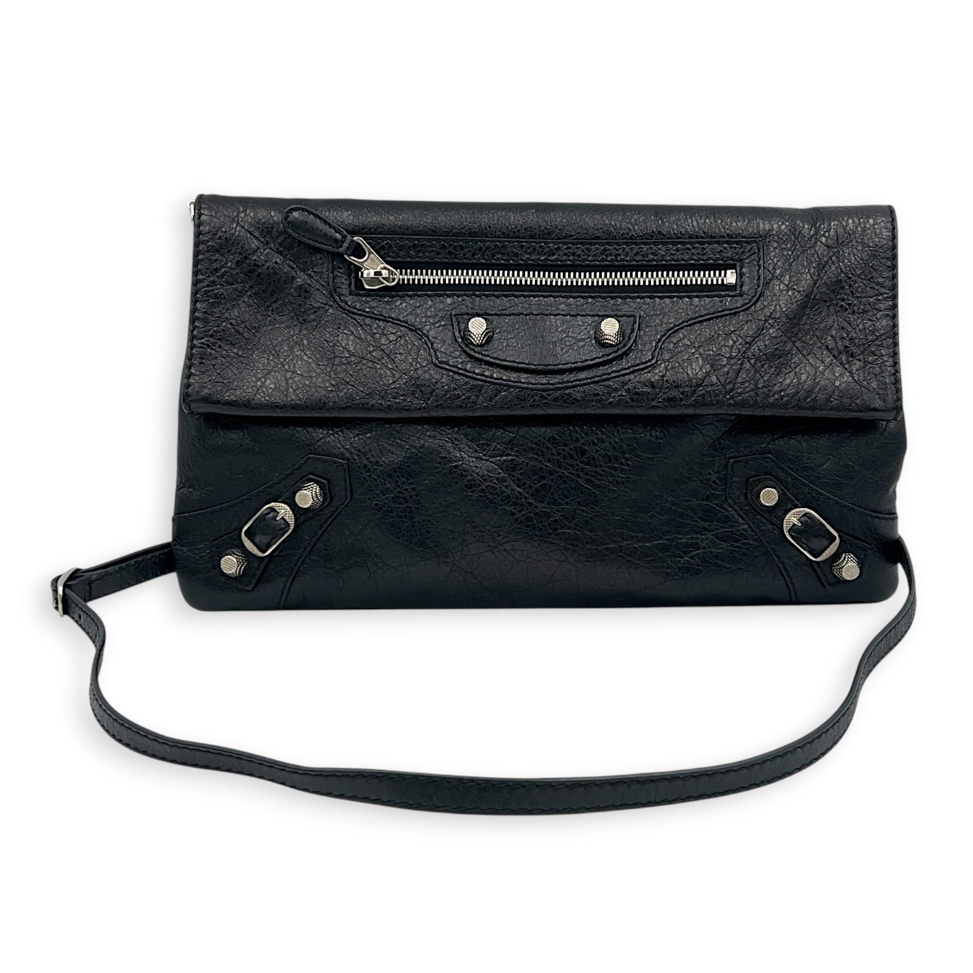 Classic Clutch Black in Lambskin, Silver hardware