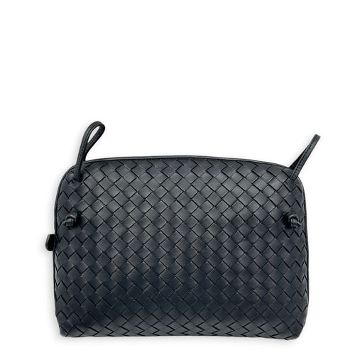 Intrecciato Crossbody Bag Black in Intrecciato Leather, Gunmetal hardware
