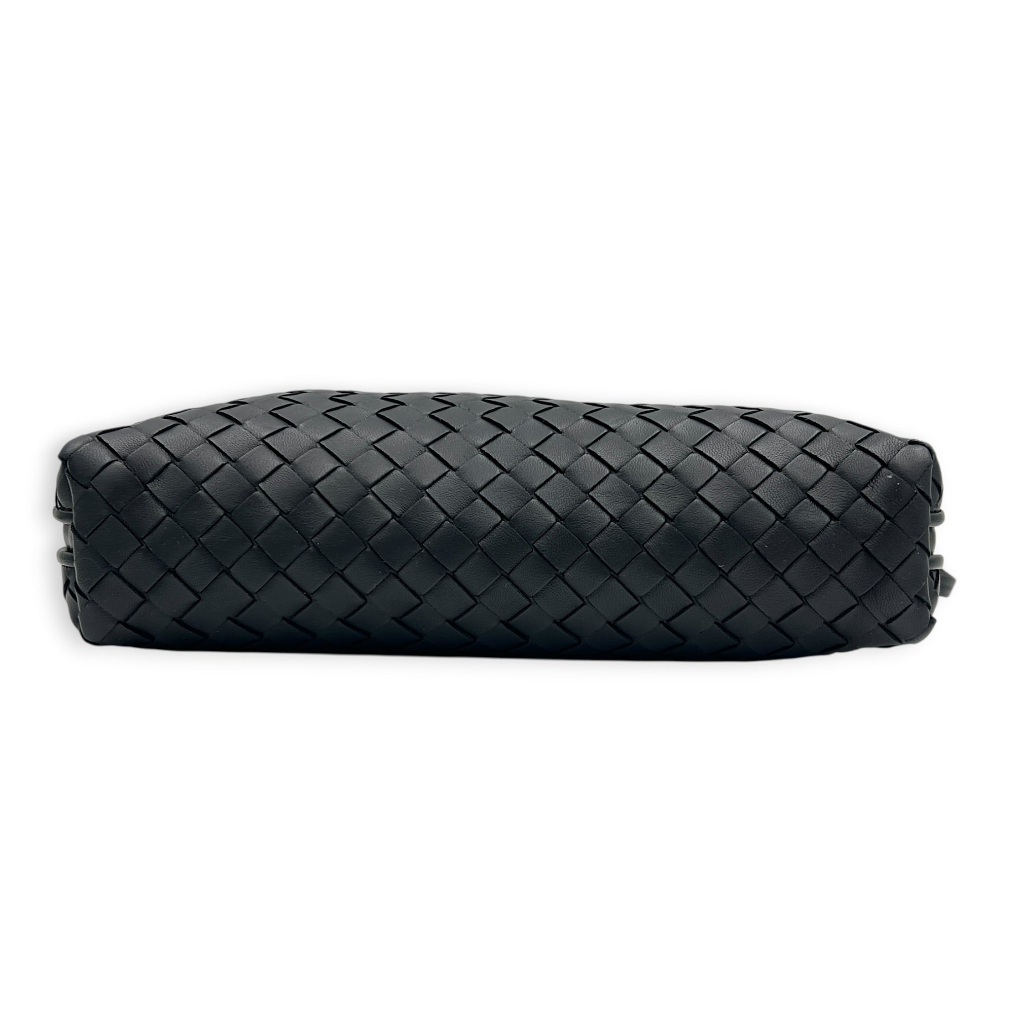 Intrecciato Crossbody Bag Black in Intrecciato Leather, Gunmetal hardware