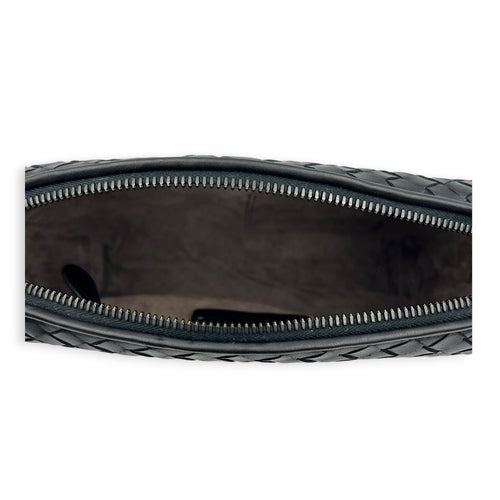 Intrecciato Crossbody Bag Black in Intrecciato Leather, Gunmetal hardware