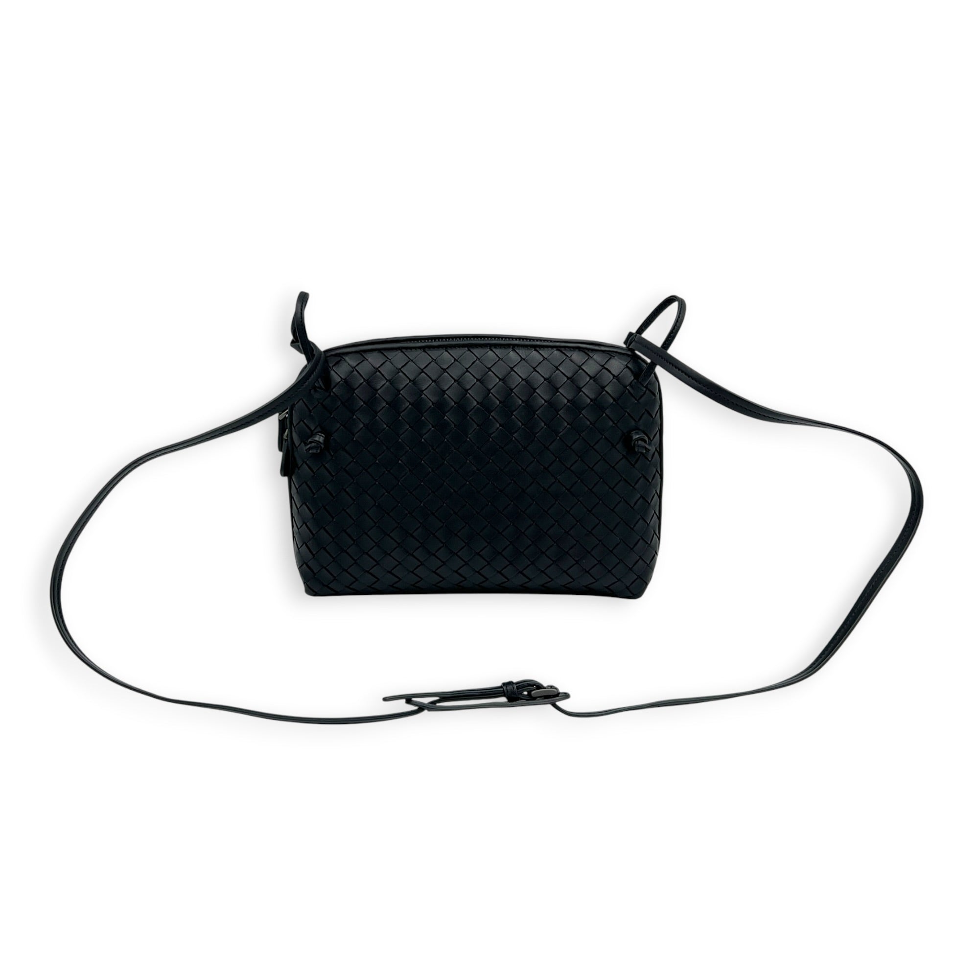 Intrecciato Crossbody Bag Black in Intrecciato Leather, Gunmetal hardware