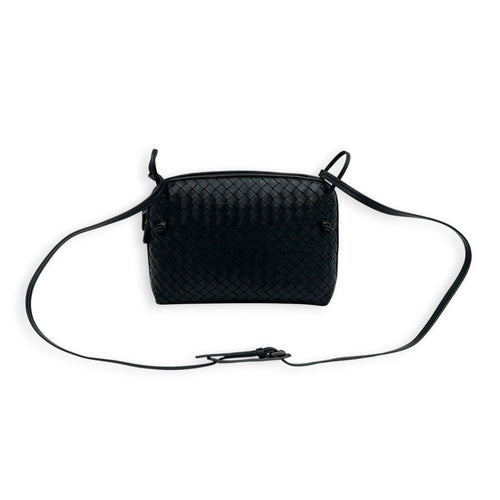Intrecciato Crossbody Bag Black in Intrecciato Leather, Gunmetal hardware