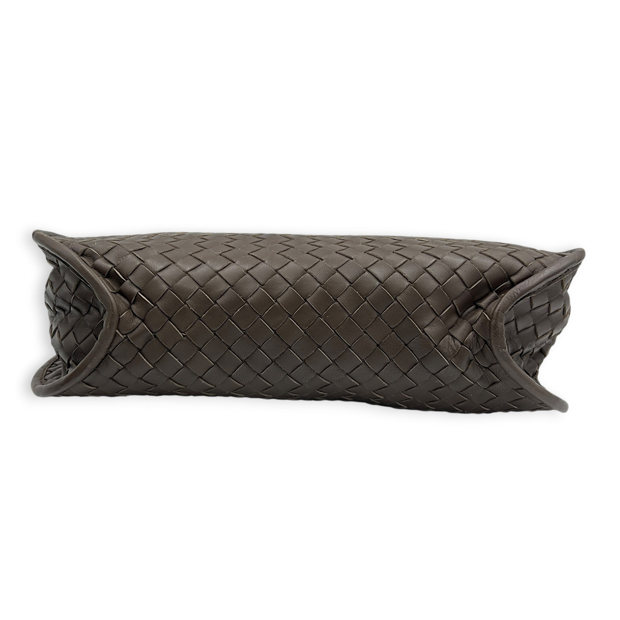 Intrecciato Shoulder Bag Brown in Intrecciato Leather, Gold hardware