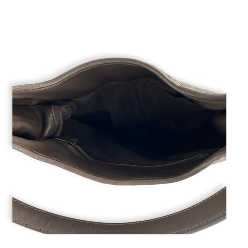 Intrecciato Shoulder Bag Brown in Intrecciato Leather, Gold hardware