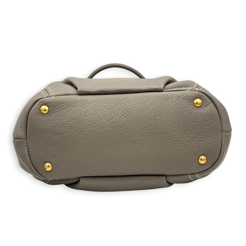 Vitello Shine Shoulder Bag Grey in Calfskin, Gold hardware