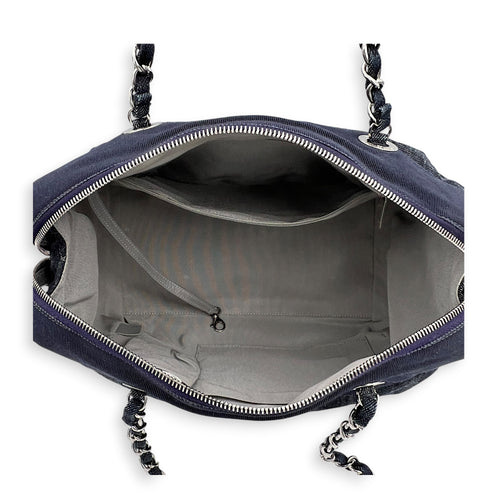 Paris Biarritz Tote Bag Blue in Denim, Silver hardware