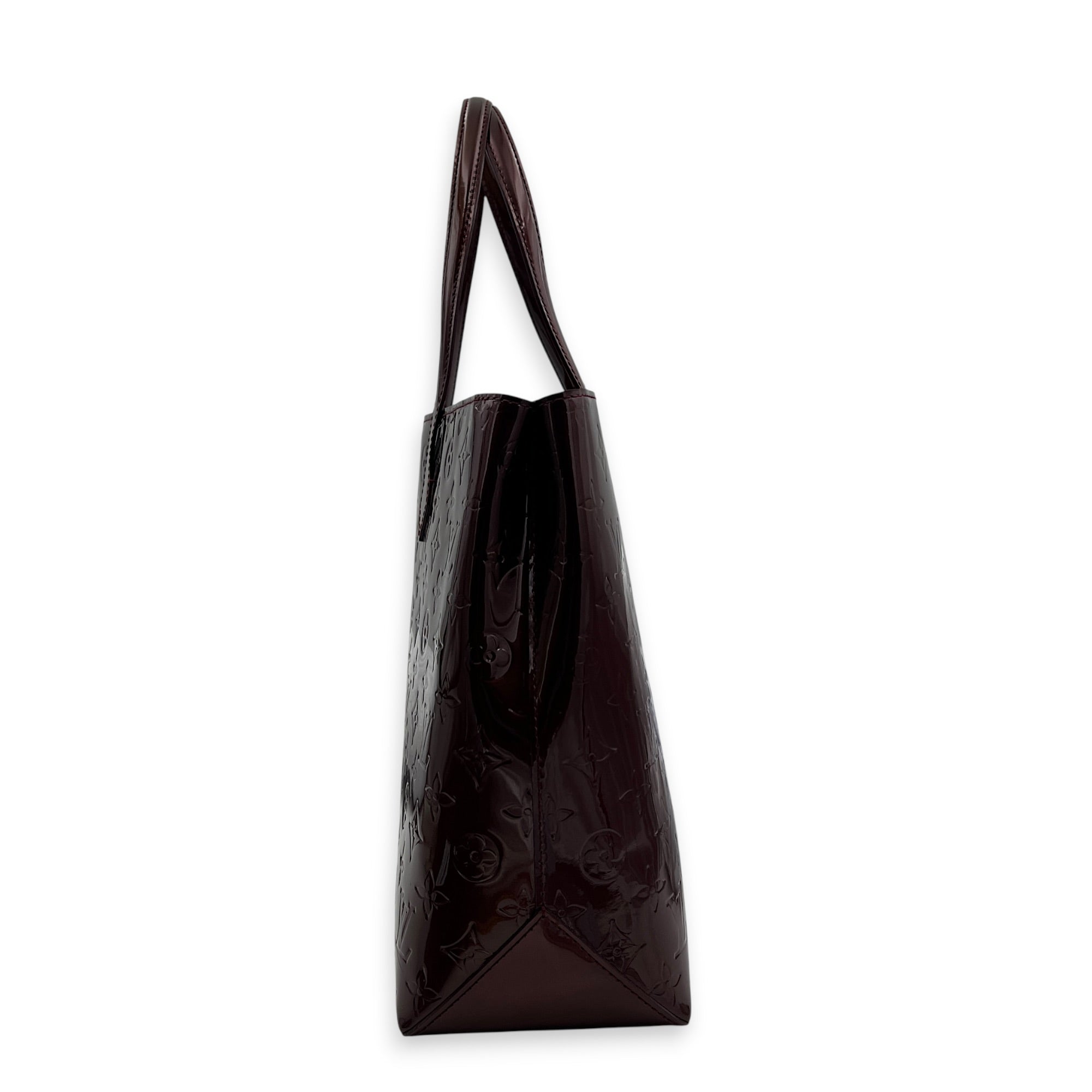 Wilshire Tote Bag Amarante in Monogram Vernis Leather, Gold hardware