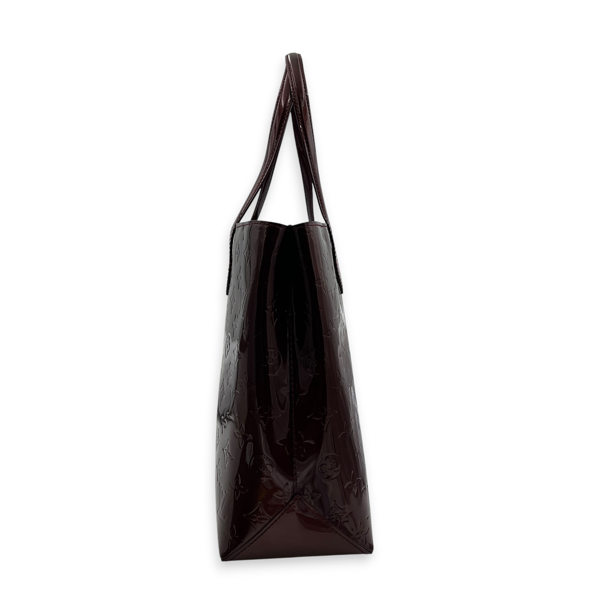 Wilshire Tote Bag Amarante in Monogram Vernis Leather, Gold hardware