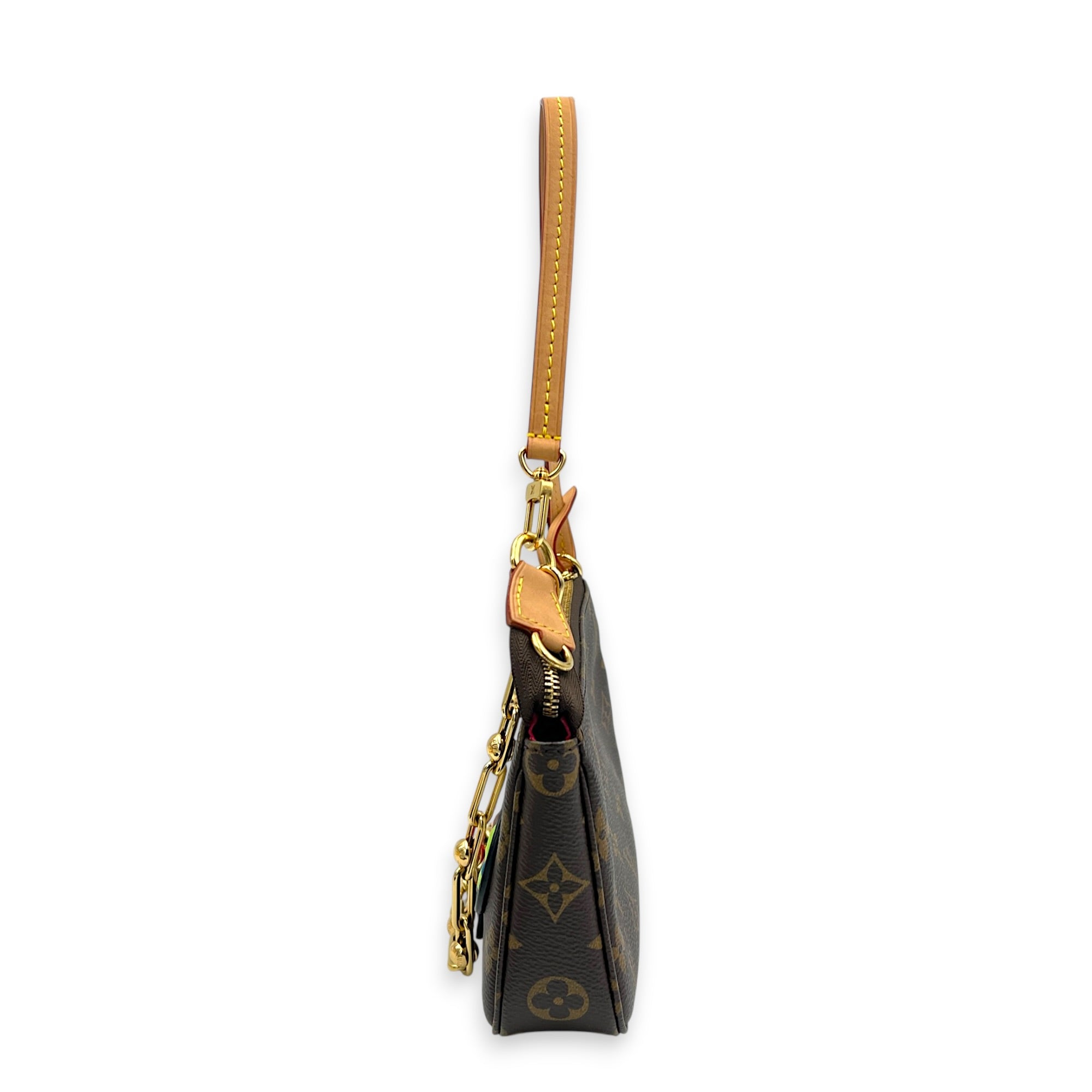 X Murakami Pochette Accessories Brown Clutch in Monogram Coated Canvas, Gold hardware
