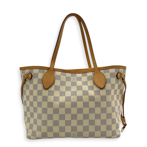 Neverfull Tote Bag PM Damier Azur in Coated Canvas, Gold hardware