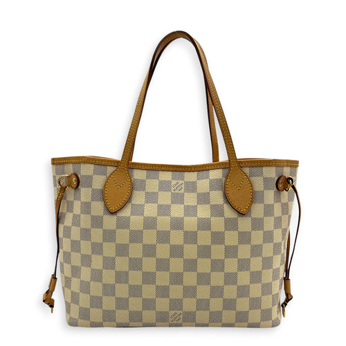 Neverfull Tote Bag PM Damier Azur in Coated Canvas, Gold hardware
