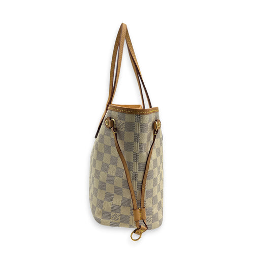 Neverfull Tote Bag PM Damier Azur in Coated Canvas, Gold hardware