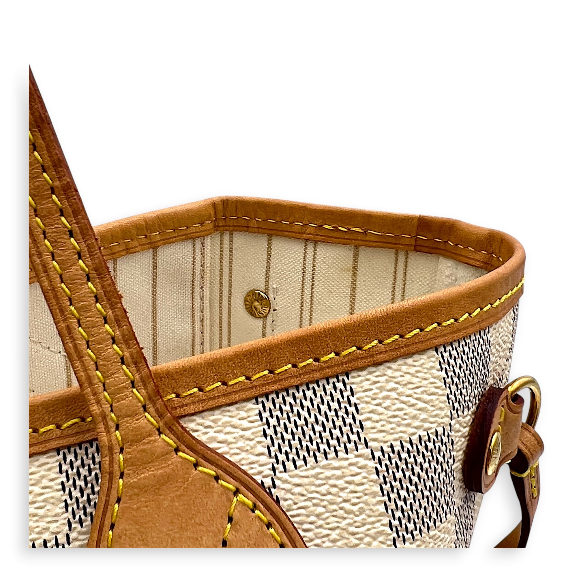 Neverfull Tote Bag PM Damier Azur in Coated Canvas, Gold hardware