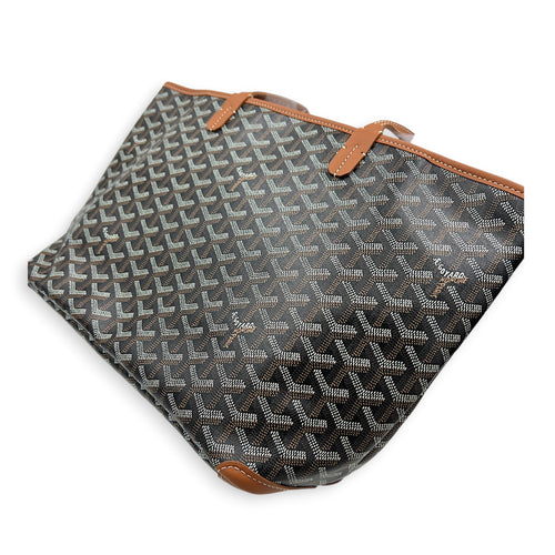 Artois Tote Bag PM Brown in Coated Canvas, Silver hardware