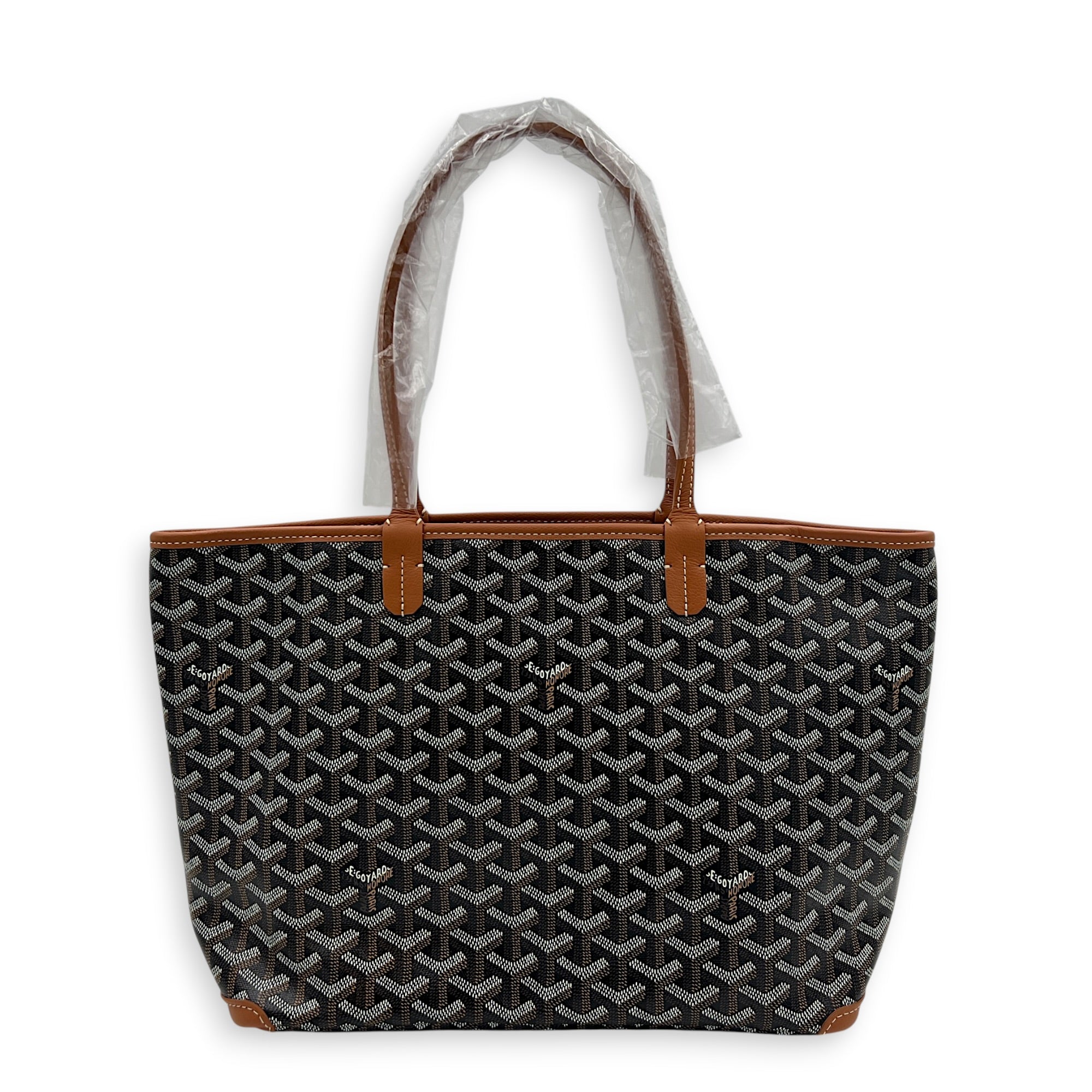Artois Tote Bag PM Brown in Coated Canvas, Silver hardware