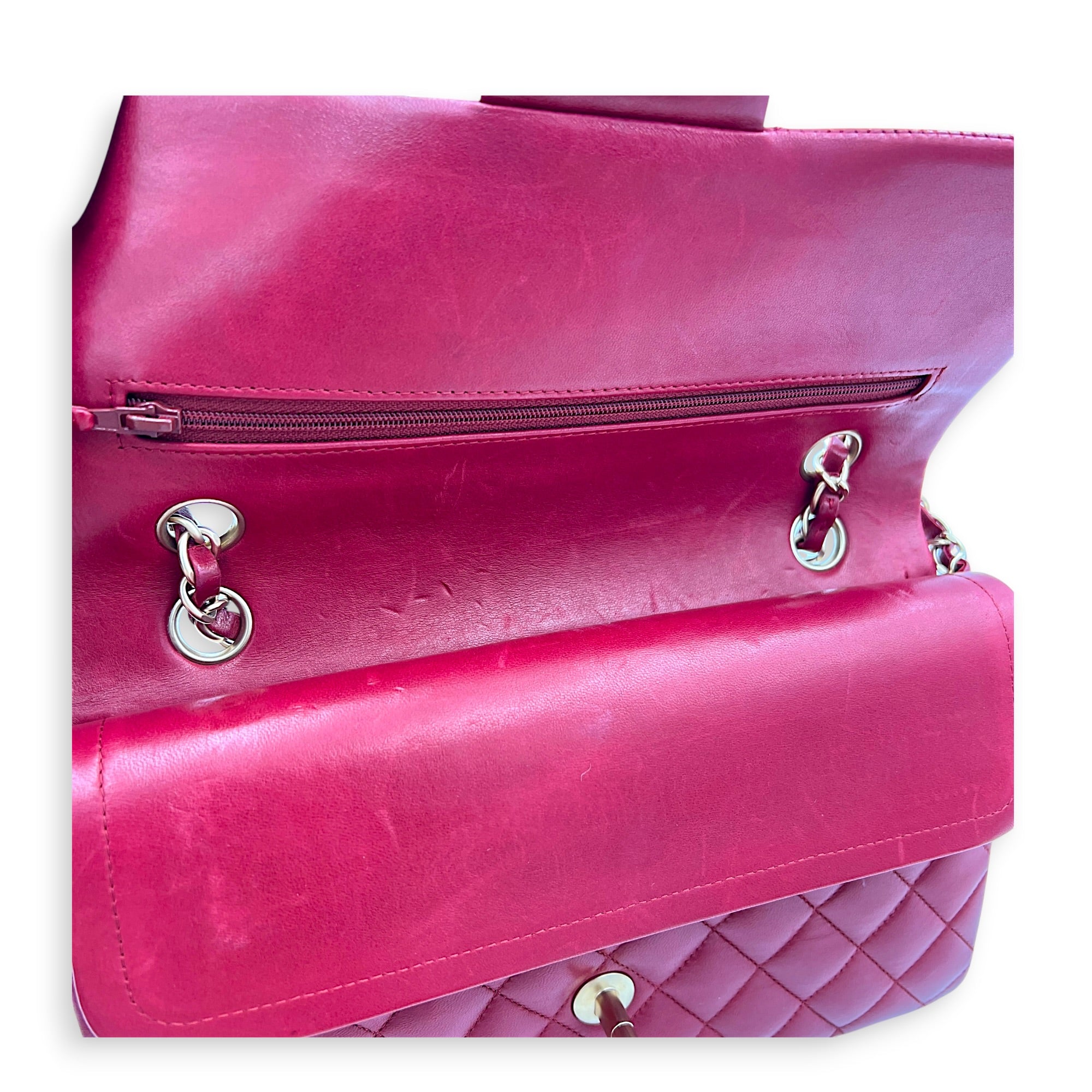 Classic Double Flap Charm Medium Red Shoulder Bag in Lambskin, Gold hardware