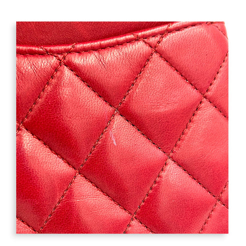 Classic Double Flap Charm Medium Red Shoulder Bag in Lambskin, Gold hardware