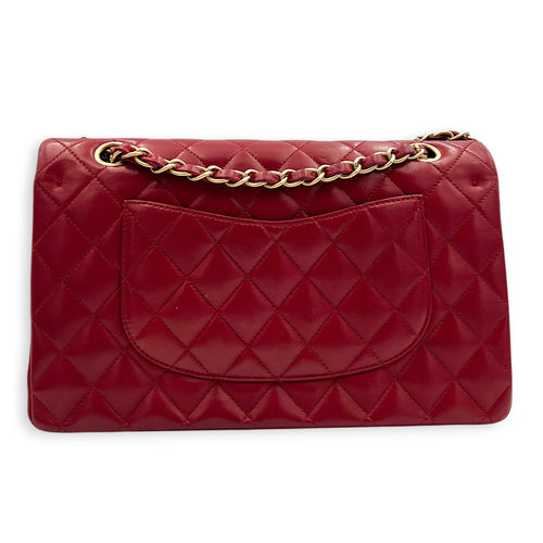 Classic Double Flap Charm Medium Red Shoulder Bag in Lambskin, Gold hardware