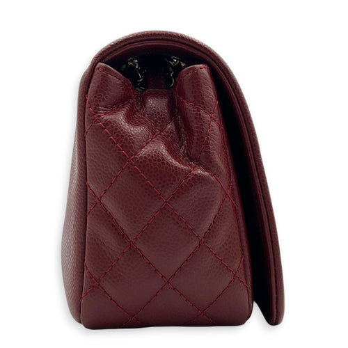 CC Timeless Flap Shoulder Bag Red in Caviar Leather, Silver hardware