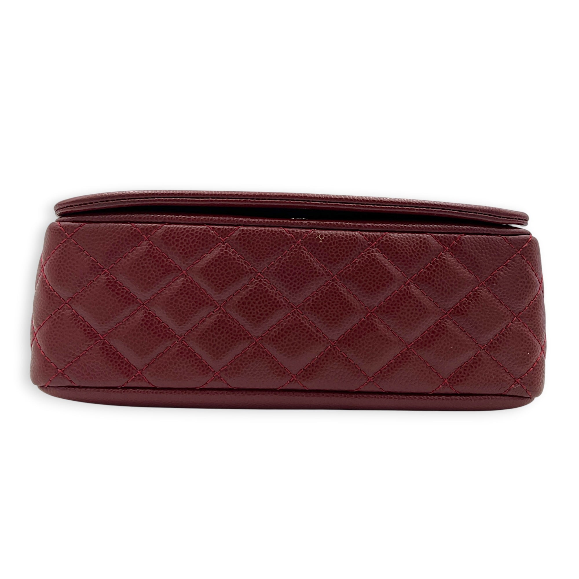 CC Timeless Flap Shoulder Bag Red in Caviar Leather, Silver hardware