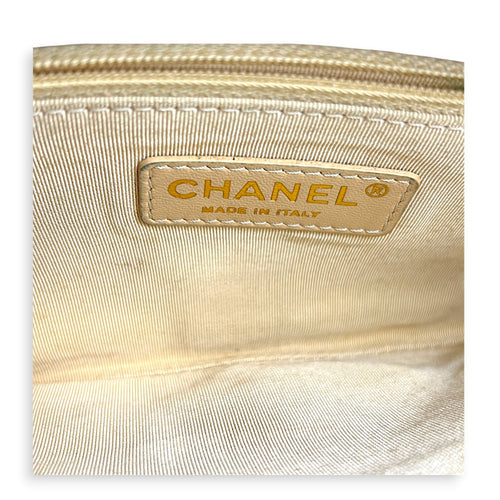 CC Crown Flap Blue Shoulder Bag in Calfskin, Gold hardware