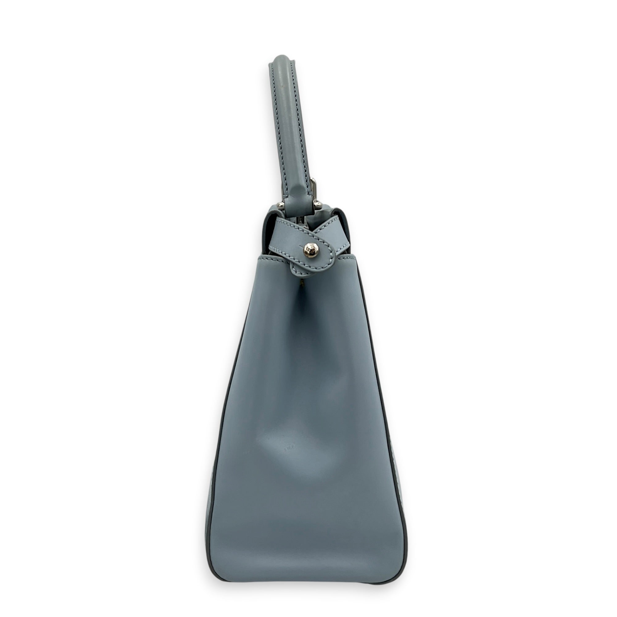 Peekaboo Top Handle Bag Medium Blue in Calfskin, Silver hardware