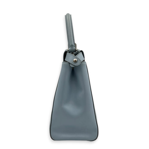 Peekaboo Top Handle Bag Medium Blue in Calfskin, Silver hardware