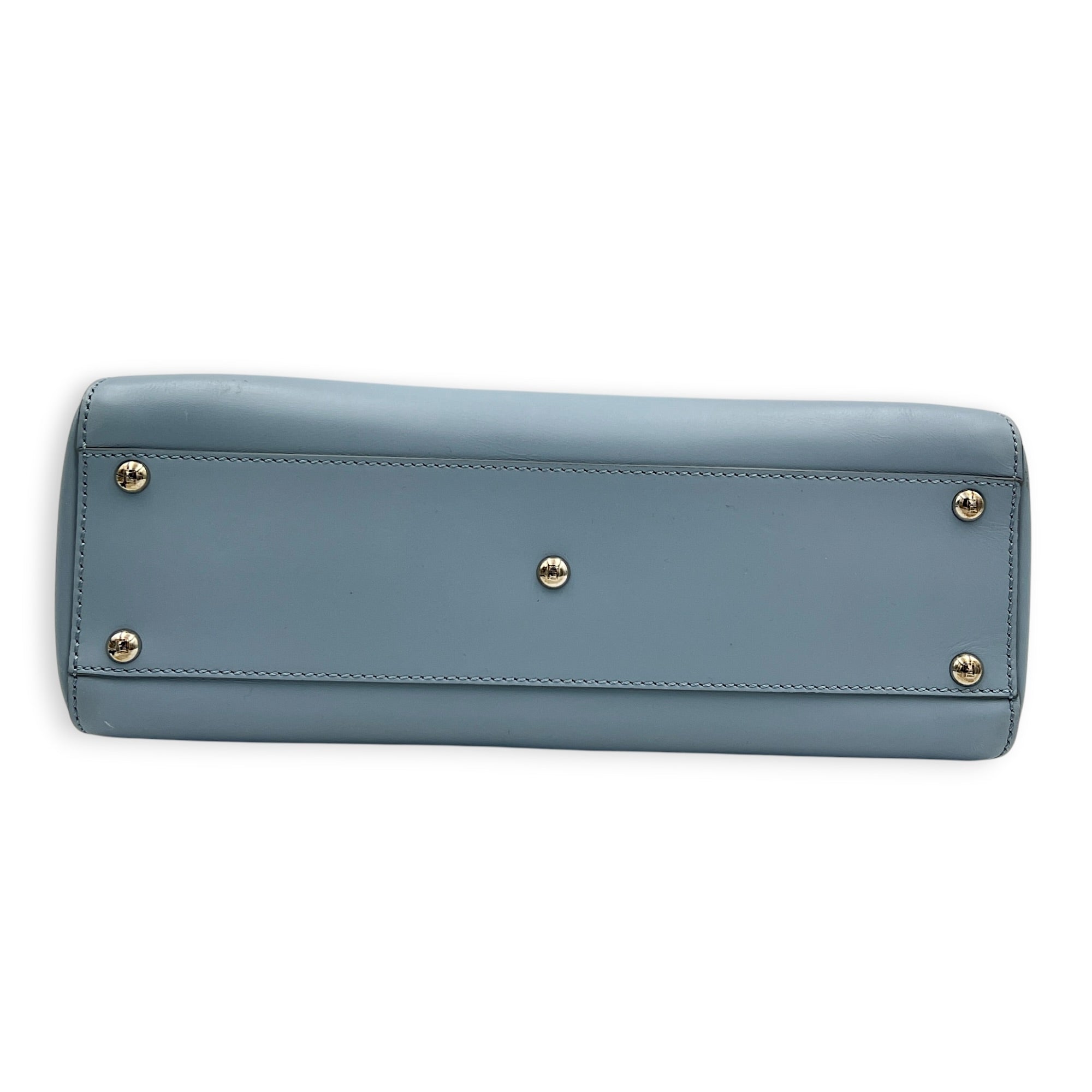 Peekaboo Top Handle Bag Medium Blue in Calfskin, Silver hardware
