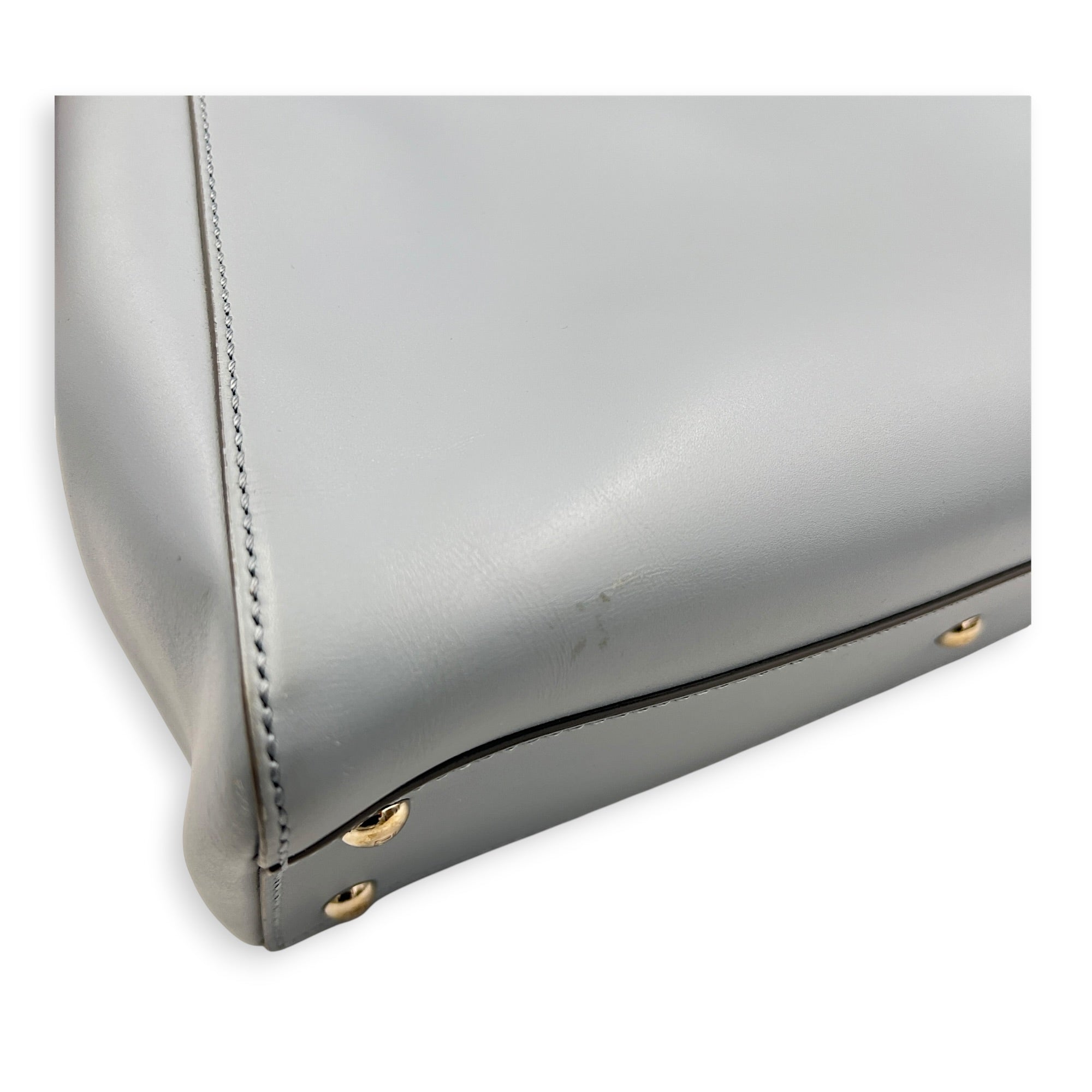 Peekaboo Top Handle Bag Medium Blue in Calfskin, Silver hardware