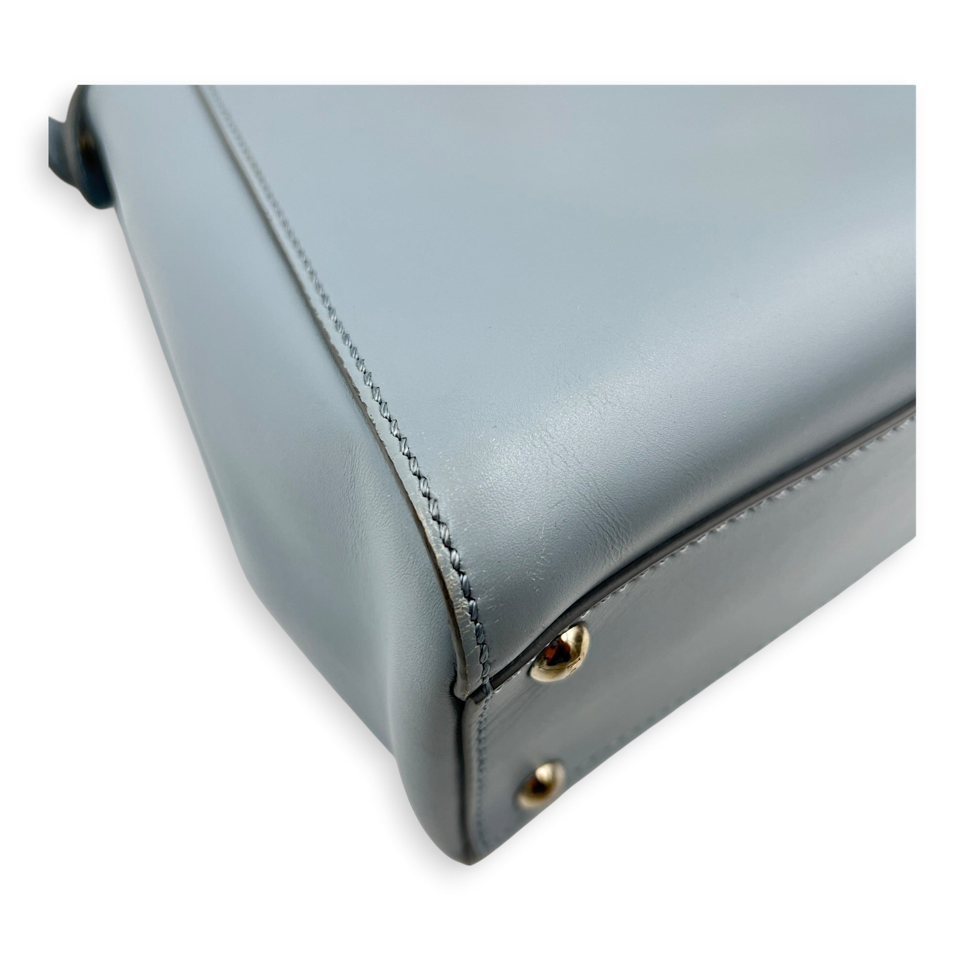Peekaboo Top Handle Bag Medium Blue in Calfskin, Silver hardware