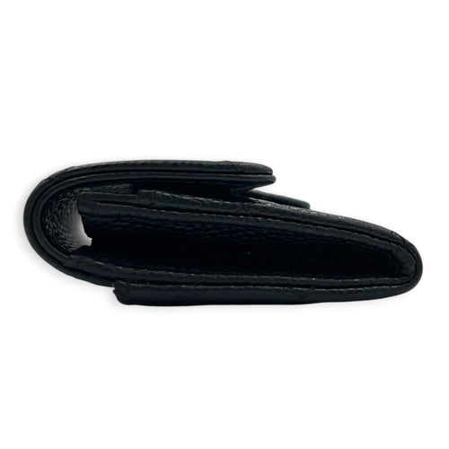 CC Black Card Wallet in Caviar Leather, Silver hardware