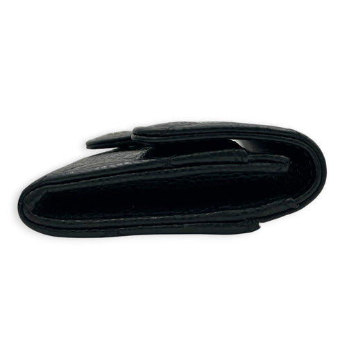 CC Black Card Wallet in Caviar Leather, Silver hardware