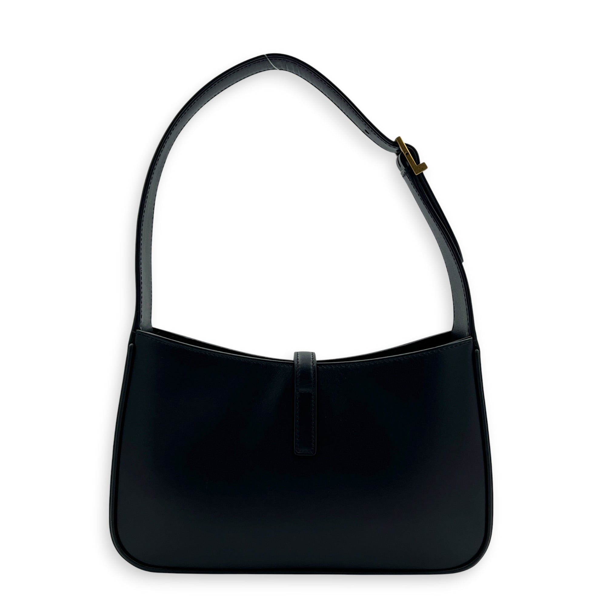 Le 5 A 7 Black Shoulder Bag in Calfskin, Gold hardware