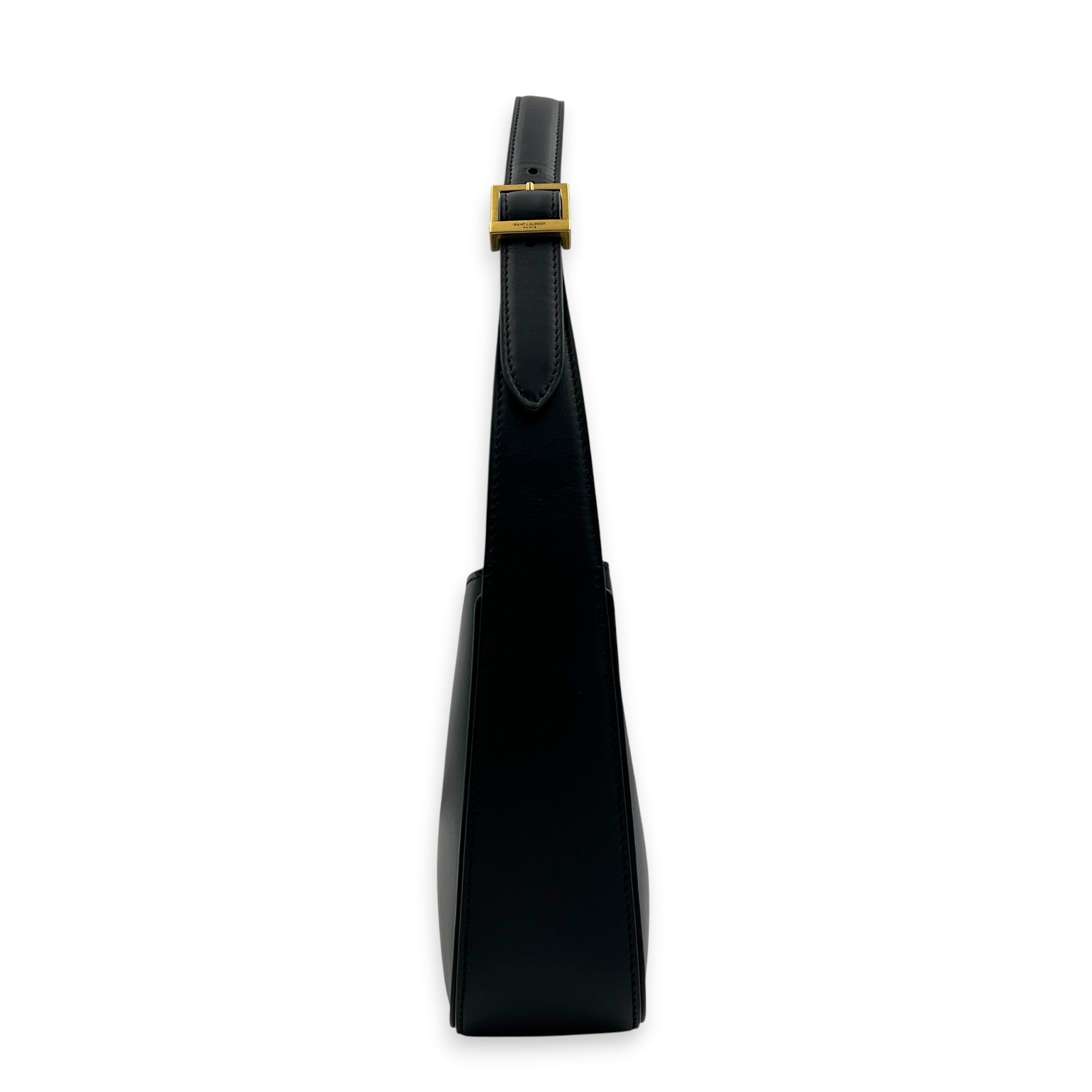 Le 5 A 7 Black Shoulder Bag in Calfskin, Gold hardware