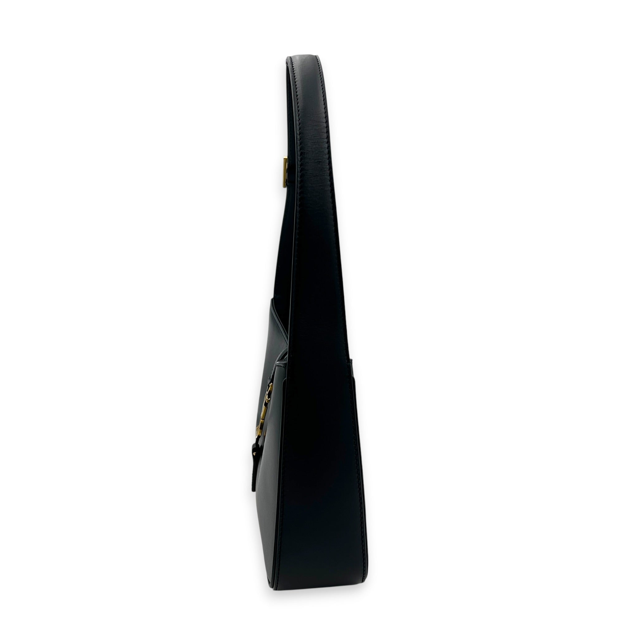 Le 5 A 7 Black Shoulder Bag in Calfskin, Gold hardware