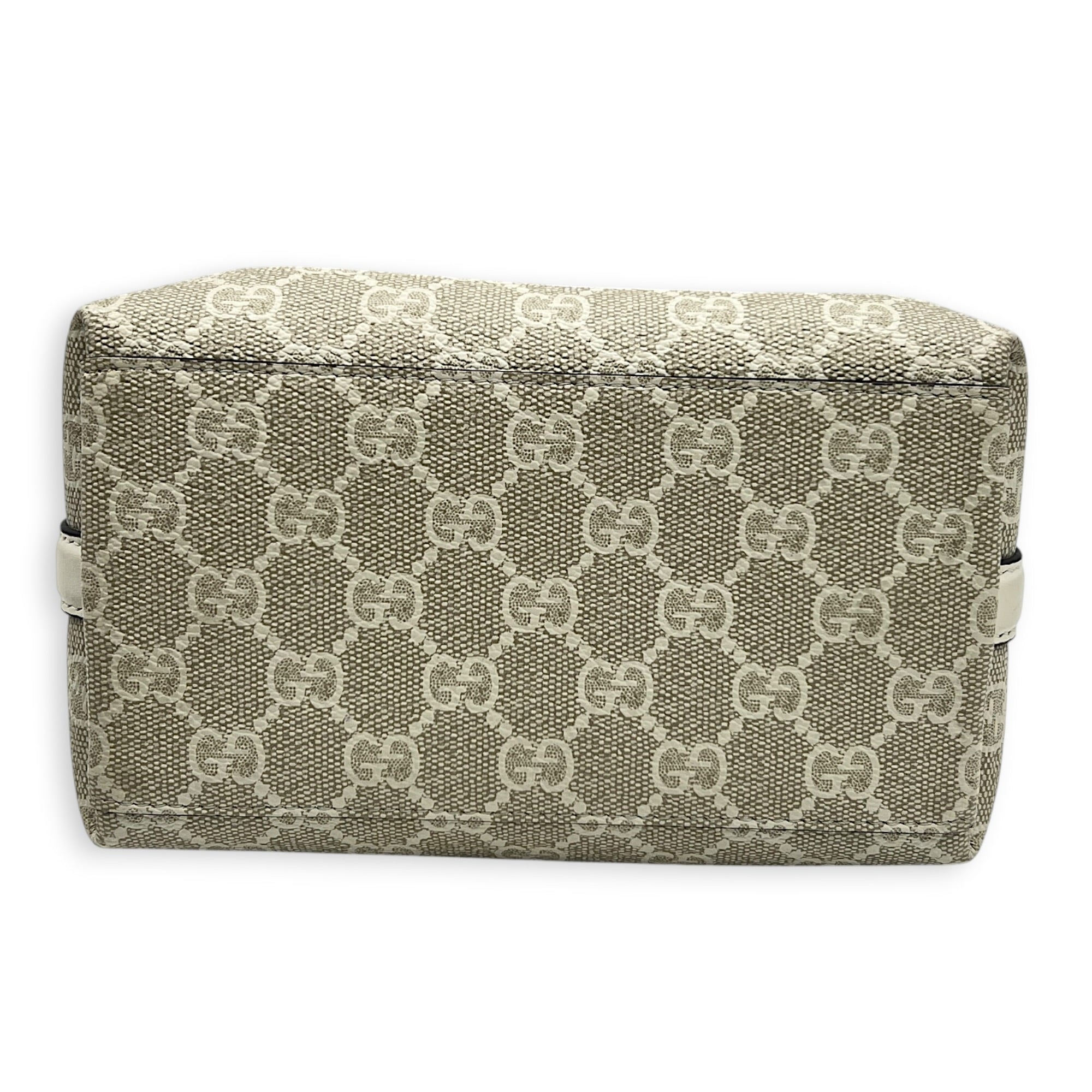 Emblem Shoulder Bag Beige in Canvas, Gold hardware