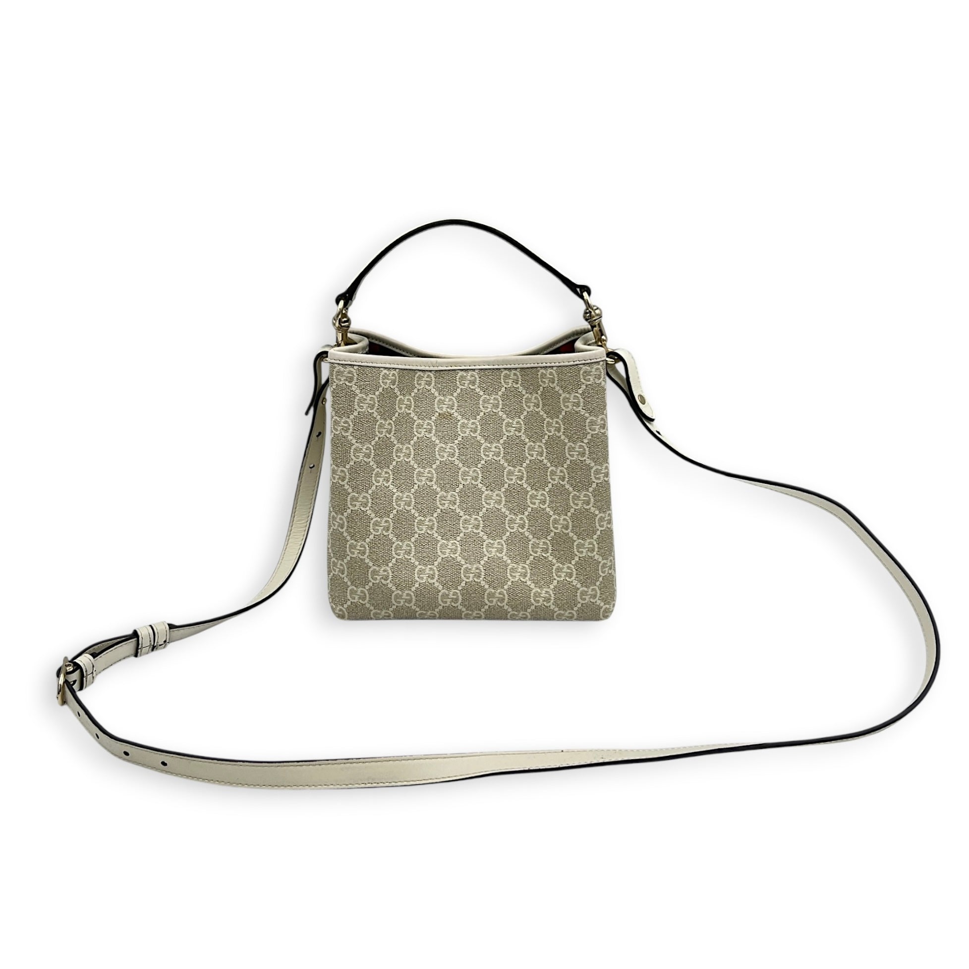 Emblem Shoulder Bag Beige in Canvas, Gold hardware