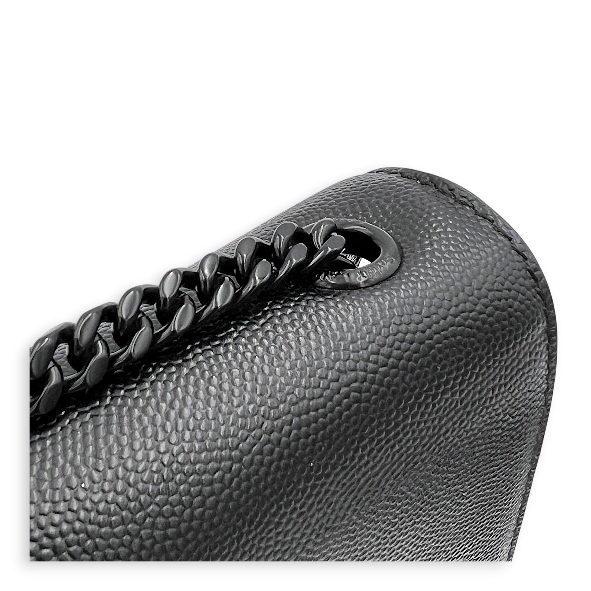 Kate Black Wallet On Chain in Calfskin, Monochrome hardware