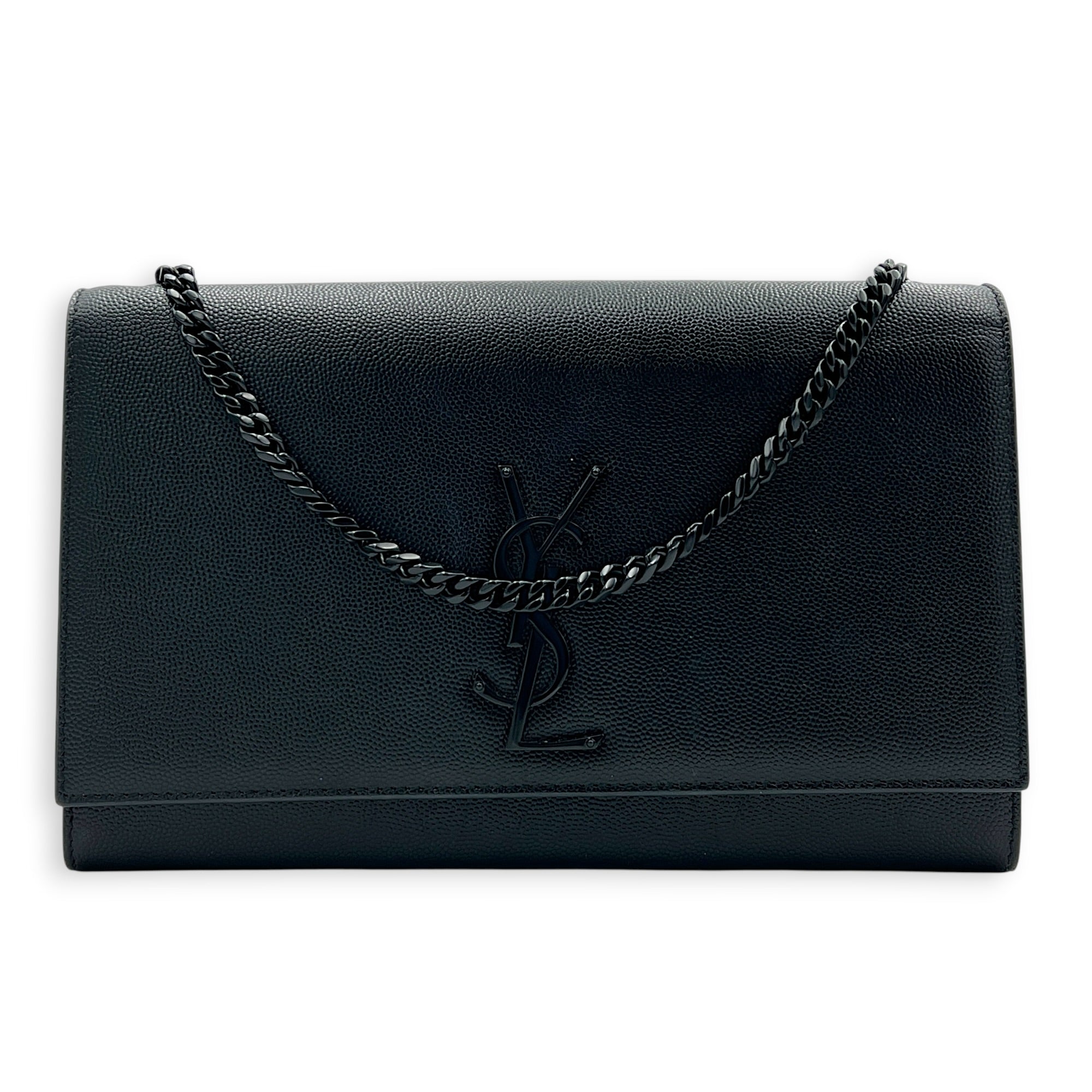 Kate Black Wallet On Chain in Calfskin, Monochrome hardware